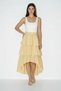 Women's Layered Asymmetrical Midi Saffron Skirt with Volan Detail - 5