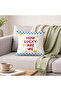 How Lucky Are We Written Decorative Throw Pillow Cover Blue Checkered Summer Decor 43X43 cm - 2