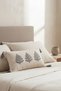 Buldan Handmade Tree Motif Embossed Punch Embroidered Tasseled Cotton Hidden Zipper Rectangular Throw Pillow Cover 35X55 cm - 4