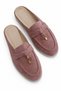 Liora Powder Genuine Leather Suede Women's Loafer Mule Slippers with Gold Accessories - 6