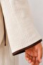 Ecru Brown Ribbed Muslin Long Sleeve Pajama Set with Tie Detail - 6