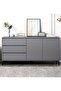 Storage Cabinet, Free Standing TV Cabinet with Drawer, Home Sideboard Cabinet, Entryway Console Cabinet Accent Table for Bedroom Hallway Dining Room, 140*40*75cm (DSG044, Grey) - 4