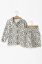 Girl's Leopard Patterned Shirt and Skirt Set Ecru