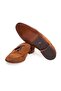 Tan Color Laceless Genuine Suede Leather Men's Shoes - 3