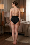 Women's Casual Flexible Gathering Black Panties - 2