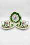 2-Person Gold Gilded Green Marbled Patterned Floral Porcelain Coffee Cup Set - 3