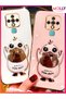 Water Green Cute Duck Stand Case for Tecno Camon 16 Luxury Silicone Case with Gold Detail on Edges - 3