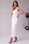 Women's Rope Strap Square Neck Viscose Long Basic Dress White - 4