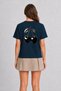 Tattoo Style Cherry Print T-Shirt - Navy Blue - 4