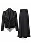 Beaded Detail Jacket Skirt Set 15297 Black - 4