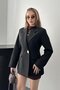 Black Gold Button Detailed Waist-Fitted Blazer Jacket - 4