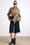 High Collar Epaulet Detailed Water Repellent Short Trench Coat Vi̇zon 6883