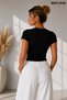 Women's Fitted Crew Neck Stretchy Soft Cotton Basic T-Shirt - 5