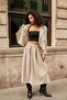 Women's Stretchy Velvet Fabric Collared Long Sleeve Double Breasted Wrap Short Office Jacket-Stone - 7