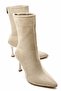 Fitzy Beige Suede Pointed Toe Back Zipper Thin Heeled Women's Boots