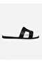 Helen Black and White Genuine Leather Women's Slippers - 2