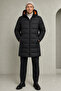 Men's Black Water and Wind-Resistant Hooded, Lined Long Winter Puffer Coat & Parka