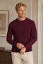 Men's Round Neck Long Sleeve Hair Braided Timeless Classic Casual Burgundy Knitwear Sweater - 2