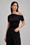 Asymmetrical Collar Draped Blouse