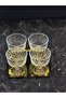 5-Piece Gold Vellora Glass Bowl Set – Crystal Patterned Ice Cream and Dessert Bowl with Square Tray - 6