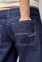 Women's 100% Cotton Dark Navy Blue Low Waist Loose Cut Straight Fit Baggy Jean Denim Trousers - 8