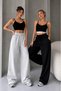 2 Pieces of Sweatpants, Plain Black and Gray, Wide Leg, Comfortable Fit Sweatpants - 3