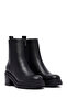 Women's Black Zippered Thick Heeled Leather Boots Wf180020Df - 2