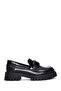 Women's Black Thick-Soled Leather Masculine Loafer Af190002Dv
