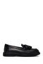 Women's Black Thick-Soled Tasseled Leather Loafer Af450009Dv