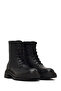 Women's Black Zippered Leather Boots Wf170008Df - 2