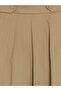Beige Elastic Waist Gabardine Flared Skirt - 7