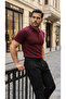 Men's Button Collar Short Sleeve Cotton Knitwear T-Shirt