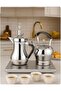 Coffee Pot Set DX3410, Stainless Steel, 1L Coffee & 1.2L Tea | Dual Pot Design, Electric Tray Base, Polished Finish, Arabic Style, Model DX3410 - 4