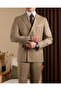 Slim Fit Men's Double-Breasted Pointed Lapel Jacket Pants Suit Camel T20108-11 - 3
