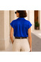 Women's Solid Color Satin Front Button Shirt, Office Summer Lightweight - 3