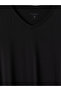Vizyon New Season Black V-Neck Combed Cotton Men's T-Shirt - 7