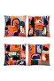 Retro Cats Patterned 4-Piece Throw Pillow Cover Set - 3