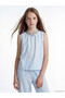 Two Mt Shop Quality Oval Collar Gathered Detailed Girls' Blouse