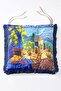 Colorful Mediterranean Town Patterned 4-Piece Fringed Puffy Chair Cushion Set - 6