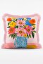 Colorful Floral and Female Figure Illustration Patterned 4-Piece Fringed Throw Pillow Cover Set - 5
