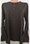Er Clothing Combed Cotton Blouse Long-Sleeve Crew Neck Coffee