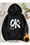 Star-Embellished Arrow Printed Oversized Unisex Women'S/Men's Hooded Sweatshirt