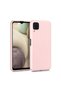 Samsung Galaxy A12 Compatible Silicone Case Pastel Tone Flexible Cover with Camera Protection Powder Pink
