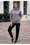Hooded Sweatshirt 2-Piece Combination Winter Shardooned Black Printed Women's / Men's Unisex Model