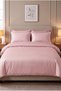 Striped Satin Double Duvet Cover Set |   100% Cotton |   200X220 cm Duvet Cover, Striped Elastic Sheet, 2 Pieces of 50X70 cm Pillowcases |   Stylish and Elegant |   Hotel Comfort