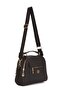 Women's Three Compartment Black Cross Strap Hand and Shoulder Bag - 4
