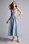 100% Cotton Heart Collar Floral Poplin Strap Midi Dress I4175Ax26Sm