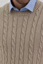Pales Men's Light Mink Hair Braided 100% Cotton Crew Neck Sweater - 2