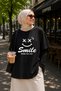 Premium Smile While You Can Printed Black Oversize Unisex Streetwear T-Shirt