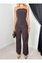 Women's Strapless Corset Detailed Stylish Set with Wide-Legged Trousers - 4